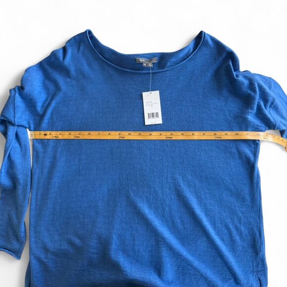 Vince NWT Blue 100% Cotton Textured Knit Sweater Lightweight Minimalist Size M - Picture 5 of 8